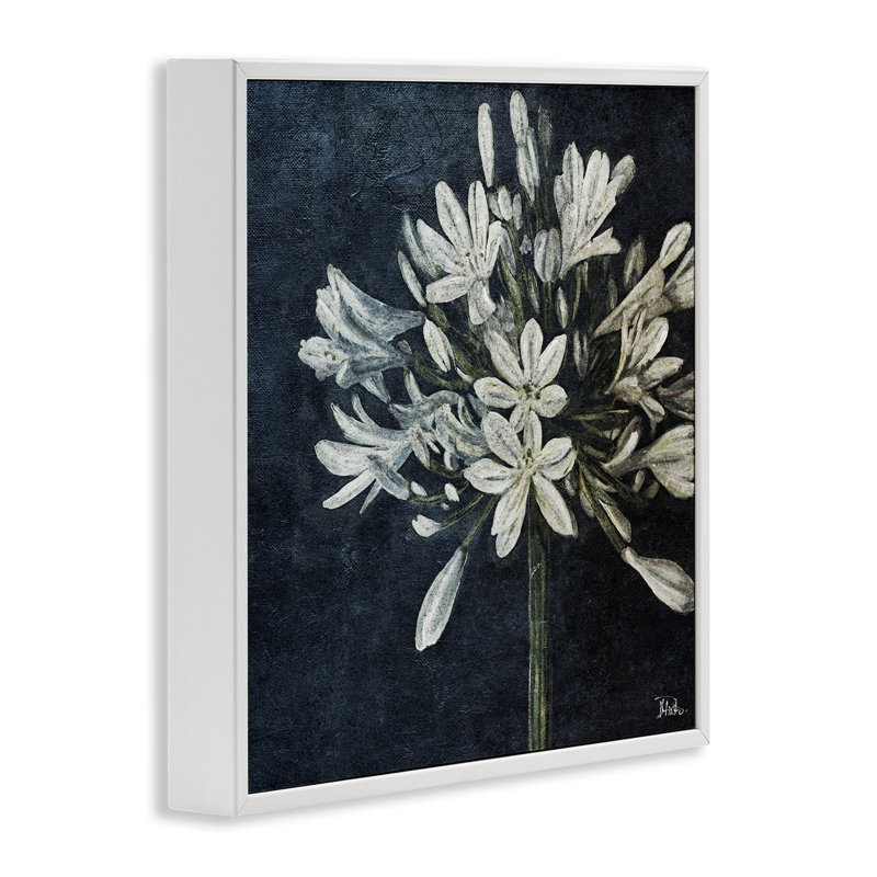 «White Herb Blooms», art de la giclée encadrée par Patricia Pinto, Giclée encadrée blanc bord de mer, H 12 po x l 12 po
