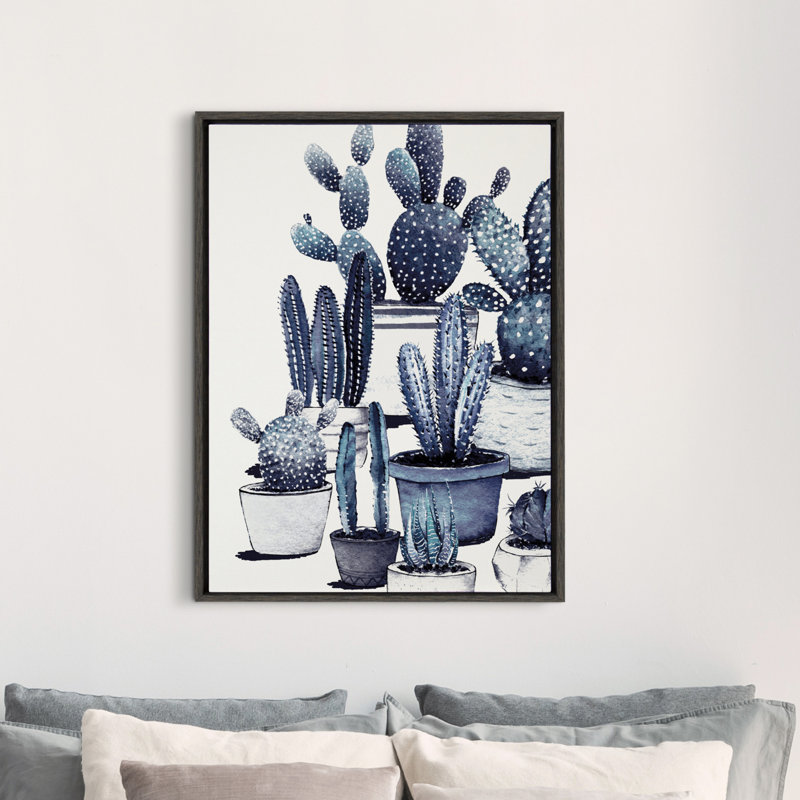 Impression sur toile encadrée de cactus bleus