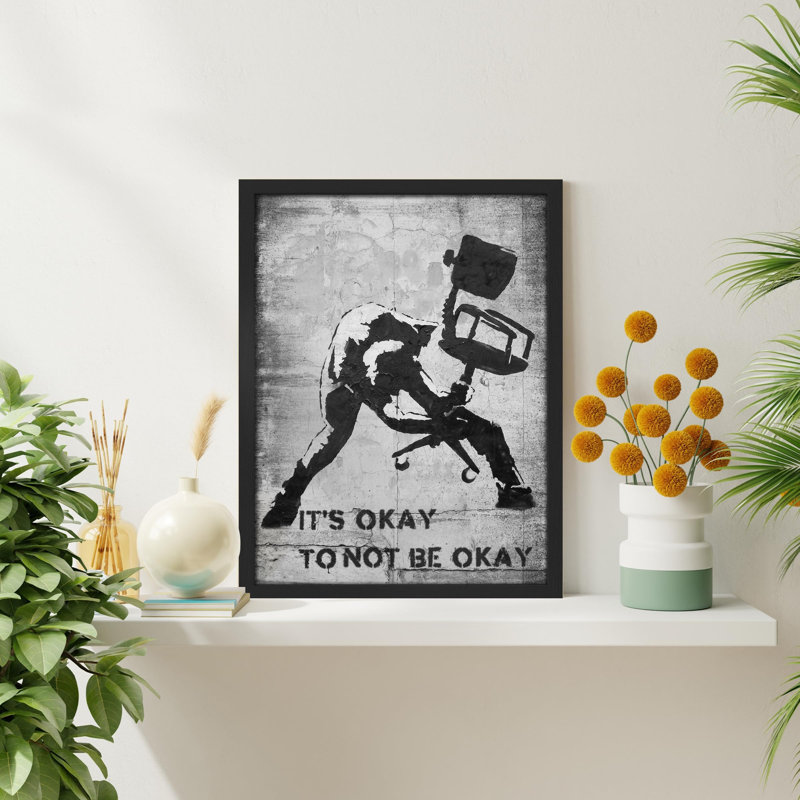 «Banksy London Calling Clash Of The Office Worker Gray Industrial Decor Inspirational Quotes» sur papier, Naturel