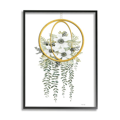 «White Floral Poppies Vines Interior Modern Pot» par Cindy Jacobs - reproduction d'art