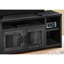 Meuble télé 60 po, façade en stratifié noir, centre de divertissement multimédia avec rangement, pouvant accueillir de 80 à 89 téléviseurs, console de salon et de chambre à coucher transitionnelle, pouvant accueillir