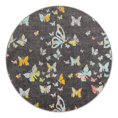 Unique Loom Butterflies Whimsy Kids Rug
