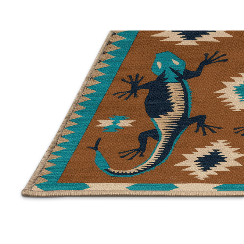  Tapis lavable à motif lézard style sud-ouest, Rond 6 pi
