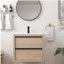 Comptoir de salle de bain 24 po avec 2 tiroirs, bol en céramique blanche