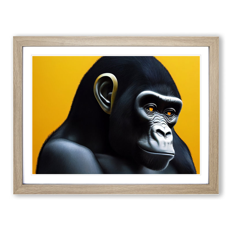 XH1022-6095X Modern Gorilla Vol.2 - Single Picture Frame Print, 46cm H x 64cm W x 2cm D, Oak