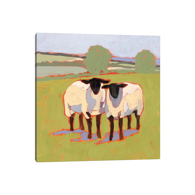 «Suffolk Sheep III» par Victoria Borges - peinture sur toile tendue, H 12 po x l 12 po x P 0,75 po
