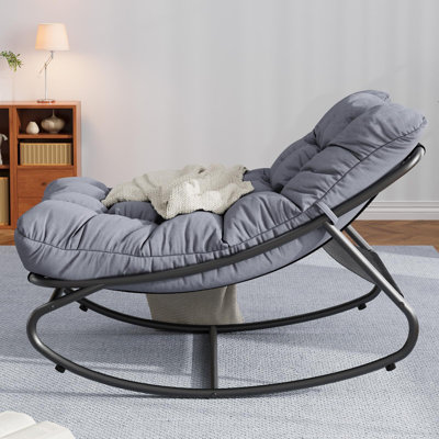 Chaise berçante intérieure / extérieure Papasan, fauteuil à œufs avec coussin amovible, capacité de 450 lb, antirouille pour patio, porche