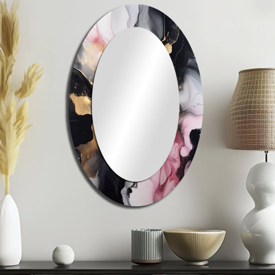 Miroir mural moderne noir et or noir Marble Splash II