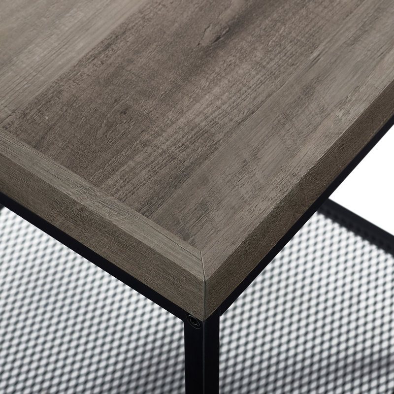 Table de bout avec plateau et rangement Pullman, Noir, Gris délavé