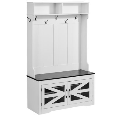 Hall Tree Entryway Bench, LED Coat Rack with Shoe Storage, 42" Wide Mudroom Bench with Storage and Seating by Gracie Oaks