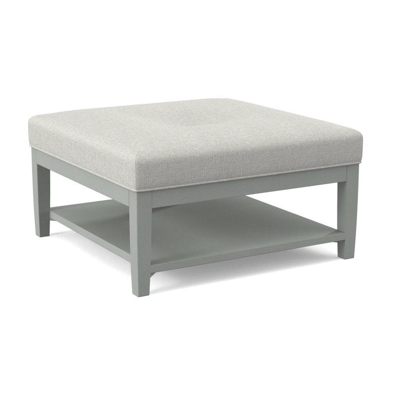 Hammond Square Ottoman, White Sugar Performance; 0863-91, Nickel Finish