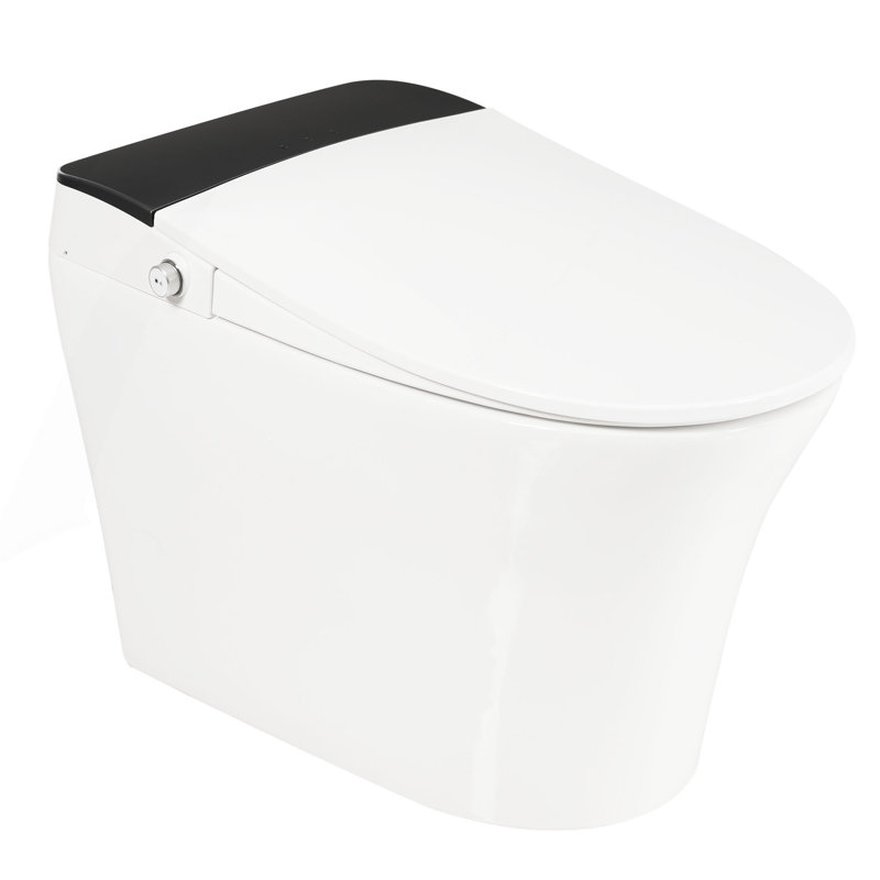 Heated Seat Smart Toilet, One Piece Toilet, Automatic Flush Tankless Toilet without Bidet, with Foot sensor Flush, Blue Night Light, Knob Control, Power Outage Flushing, Soft Close Cover,White
