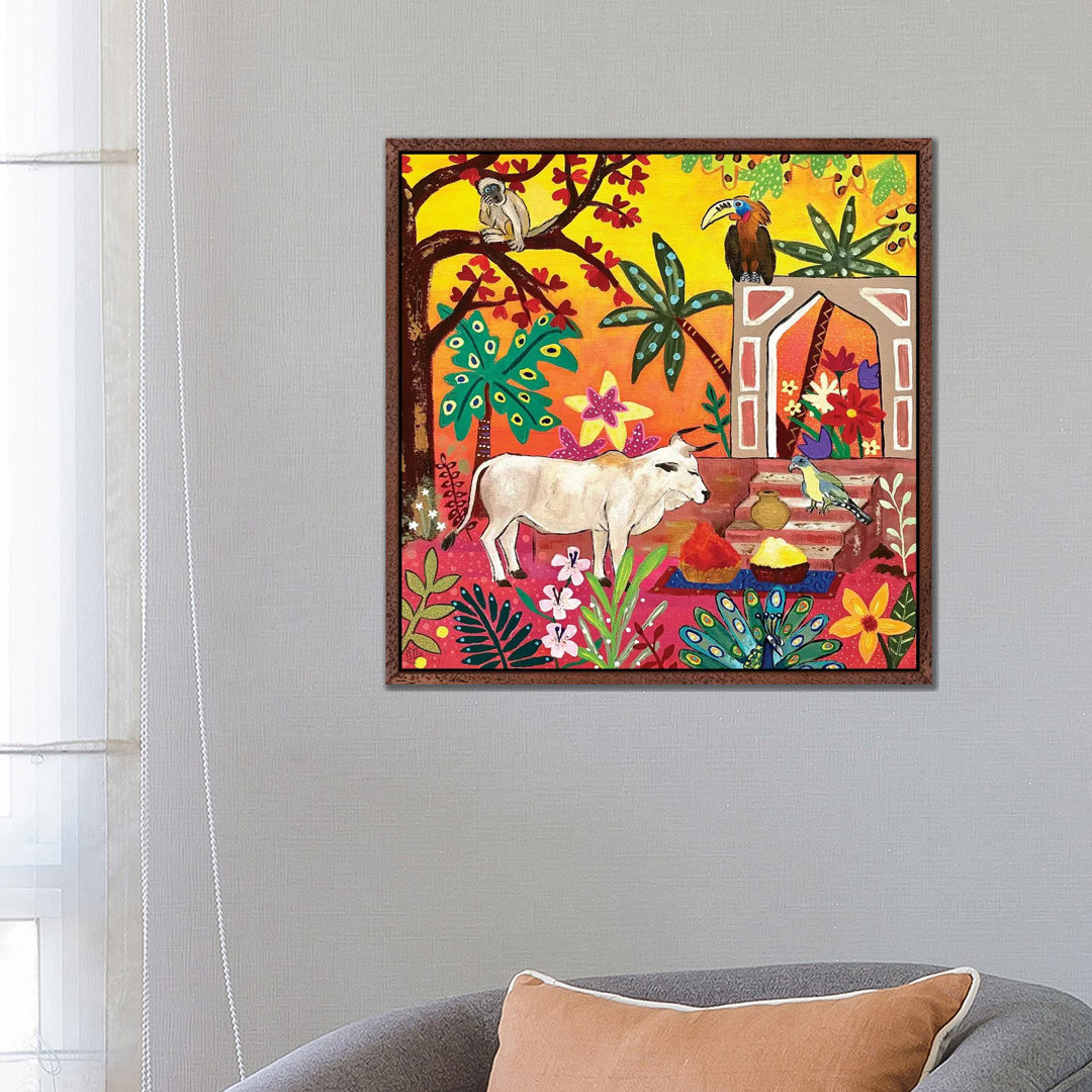 Heilige Kuh im Garten des Maharadschas von Magali Modoux - Galerie-verpackte Leinwand Giclée auf Leinwand