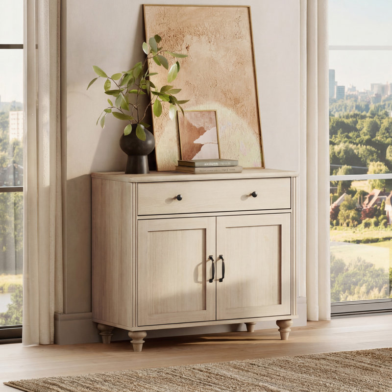Scarlett Sideboard Buffet Cabinets With Doors And Drawers, Large Kitchen Storage Cabinets Wood Coffee Bar Tables With Storage, Modern Farmhouse Sideboard Credenza For Dining Room, Living Room, Beige, 34 Inch