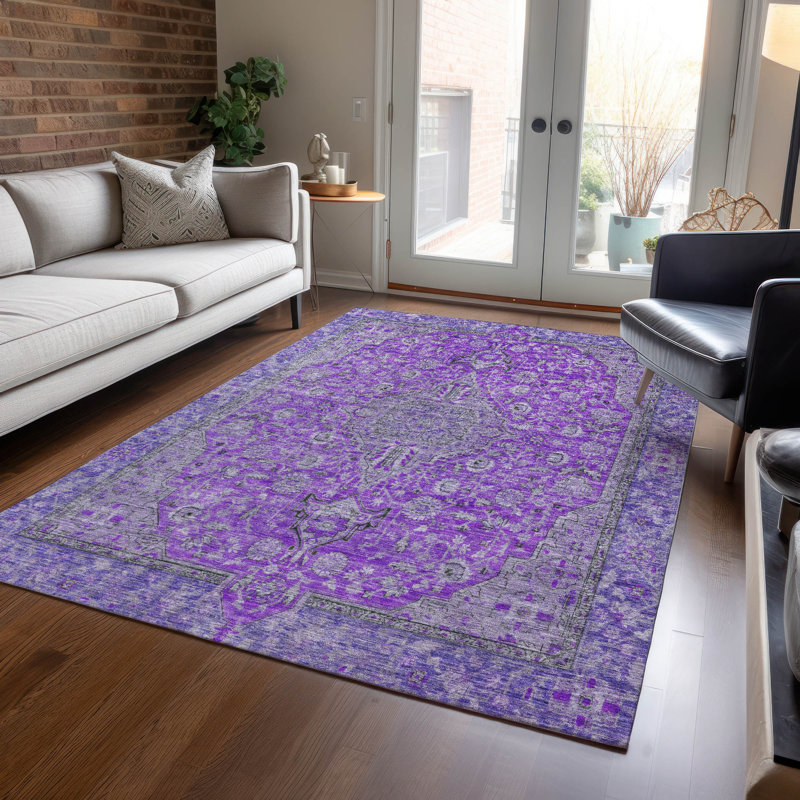 Tapis d'intérieur / extérieur lavable mauve Vexira - LOOMlan, 8' x 10'