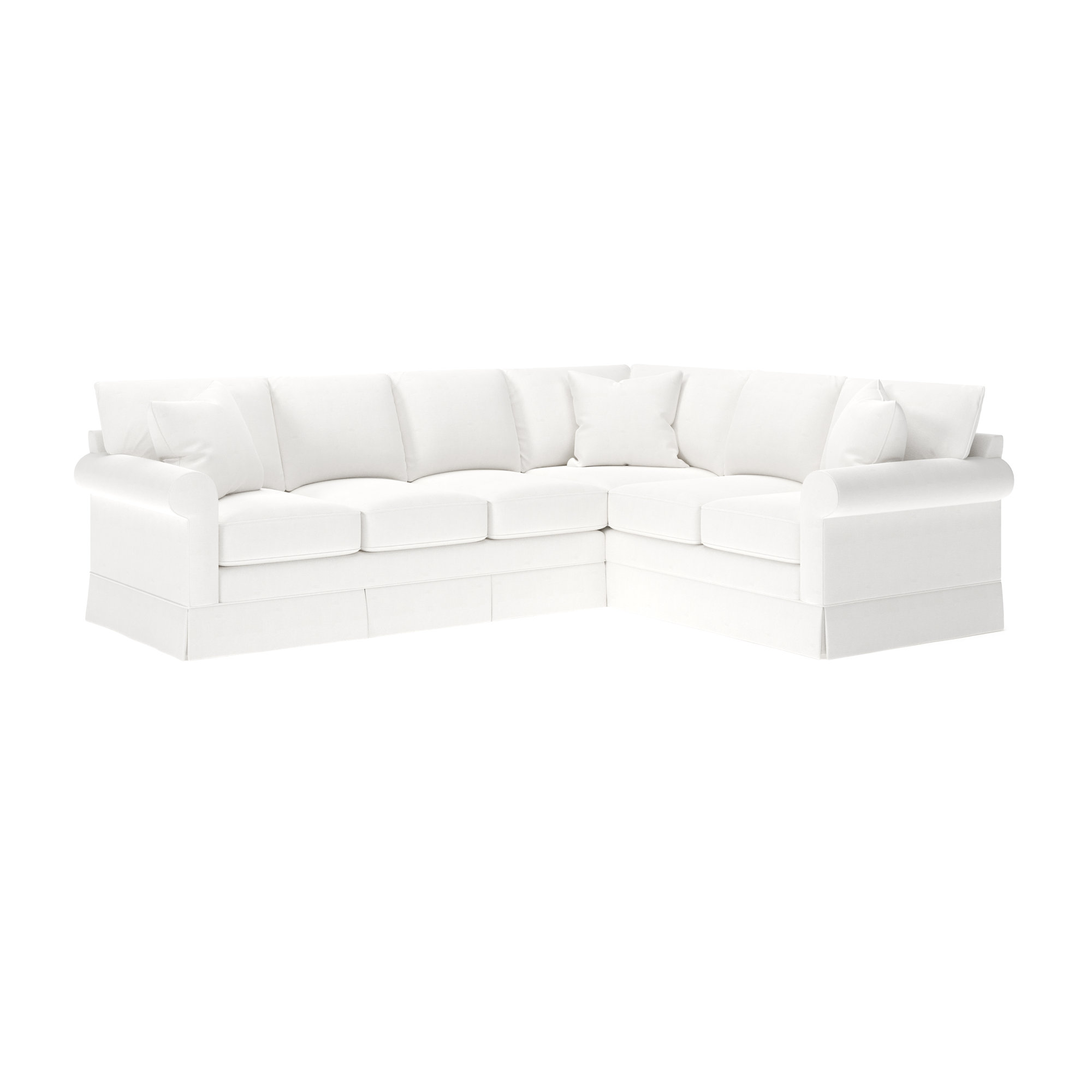 Friedman Upholstered L-Sectional, Classic Bleach White Twill, Right Hand Facing