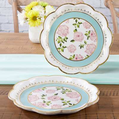 16 Piece Disposable Paper Plastic Paper New Baby Dinner Plate Disposable Party Supplies for 16 Guests