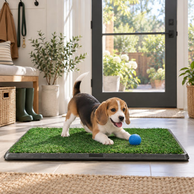 Tapis à gazon pour chien réutilisable avec plateau à pot 3 couches lavable intérieur / extérieur 30 po x 20 po