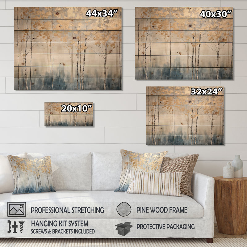 Panneaux de décoration murale Cronk - Paysages en bois, H 34 po x l 44 po