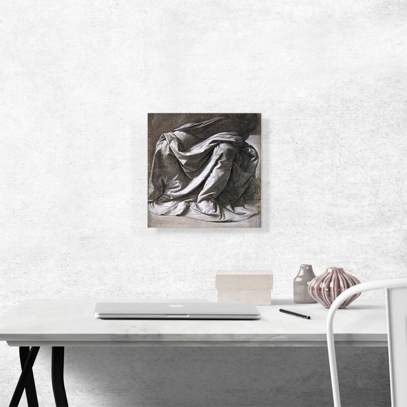 Études de draperie par Leonardo Da Vinci - reproduction d'art sur toile tendue, H 12 po x l 12 po x P 1,5 po