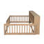 Lit simple au sol en bois avec armoires de rangement et ports USB