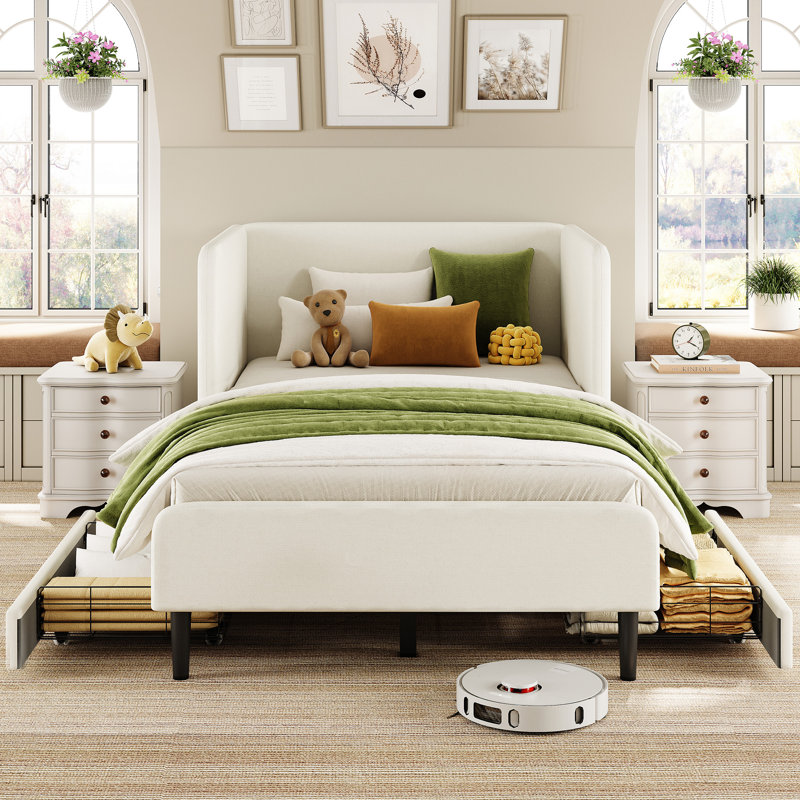 Twin Daybed With Headboard, Cream, Extra-long Twin