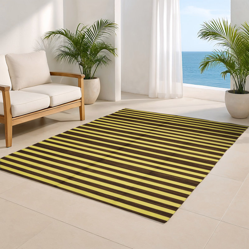 Tapis intérieur / extérieur brun HorizontalStripes, Rectangulaire 2 pi x 3 pi