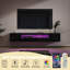 Meuble télé moderne flottant à DEL avec téléviseurs de 80 po ou moins, console multimédia ultrabrillante avec rangement pour le salon-620581755