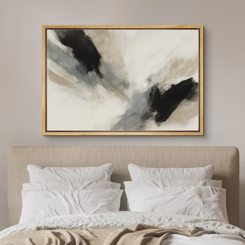 «Black and Neutral Abstract with Soft Motion Effect», reproduction d'art sur toile encadrée, H 16 po x l 24 po x P 1,5 po