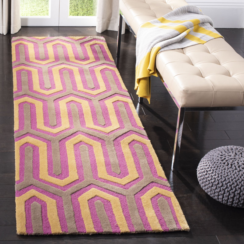 Deedgra Hand Tufted Wool Geometric Rug, Runner 2'6" x 8'