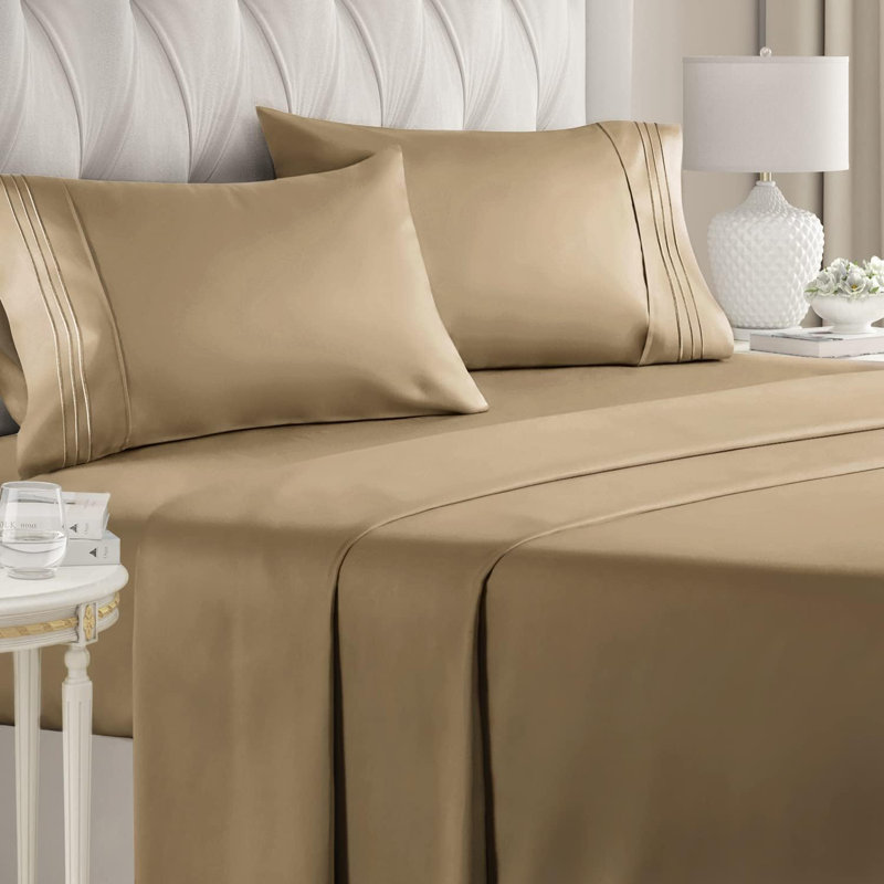 Premium Cooling, Soft & Wrinkle Free Sheet Set - Ultra Soft & Premium Hotel Luxury Bed Sheet Set, Beige