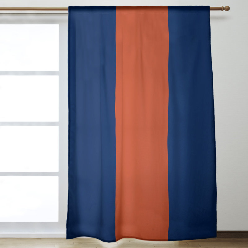 Room Darkening Curtain Single Panel, Orange/Navy Blue/Orange