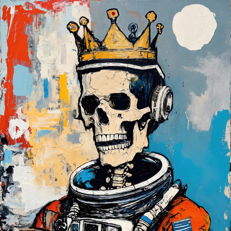 Spaceman 11-Hommage-Basquiat, estampe numérique sur toile tendue avec châssis, H 36 po x l 36 po