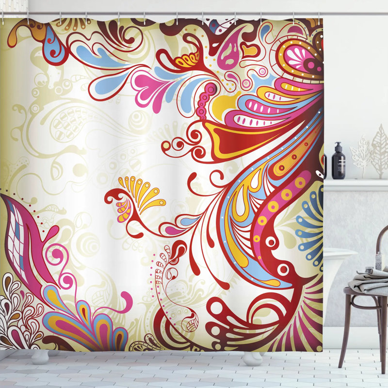 Shower Curtain with Hooks Included, 70" H x 69" W