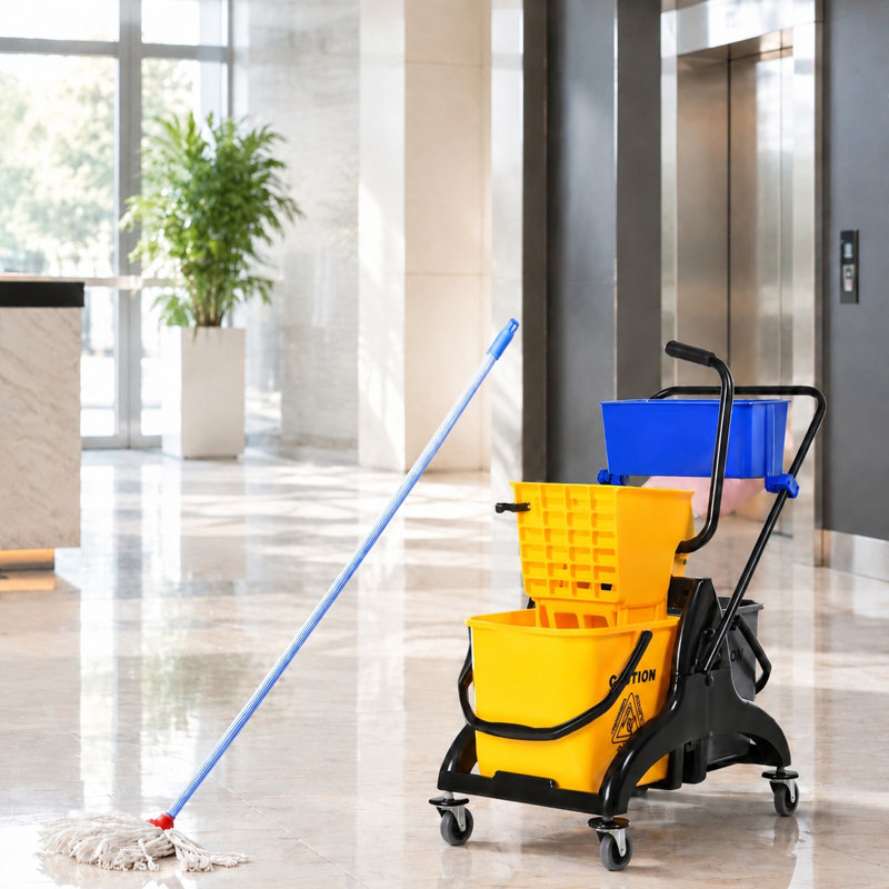 Chariot essoreur à eau pour balai de 6,9 ​​​​gallons avec essoreuse à pression latérale et roues
