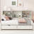 Twin Daybed In Creamy White With Side Bookshelves, Drawers & Charging Slot Bed Storage Shelves, Socket-1270928660