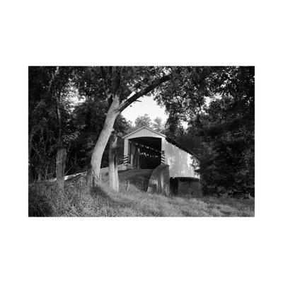 1970s Covered Bridge In Rural Wooded Area by Vintage Images - Wrapped Canvas Print