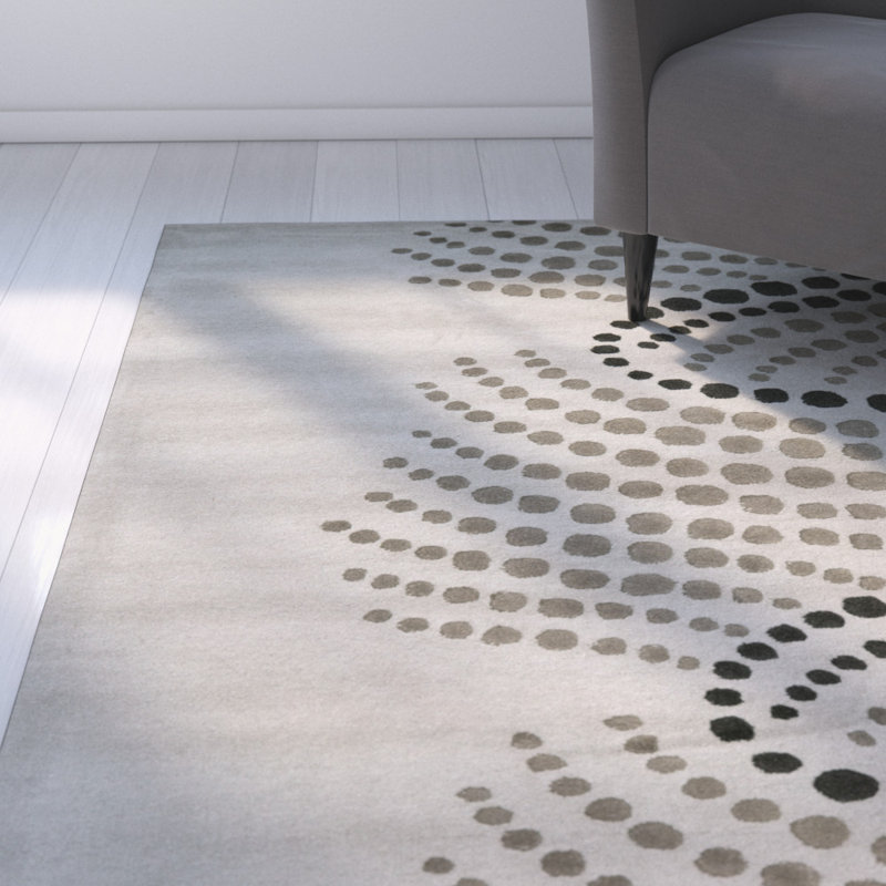 Amier Hand Tufted Wool And Viscose Abstract Rug, Square 6'