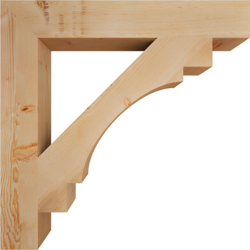 BKTMRC05 H 5,5 po x l 40 po support en bois / corbeau, Sapin de Douglas, H 40 po x l 5,5 po x P 40 po