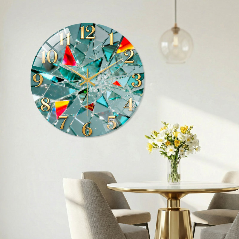 Horloge murale décorative moderne en verre et mosaïque en cristal - 15,7 po, 40 x 40 cm (15,7 x 15,7 pouces)