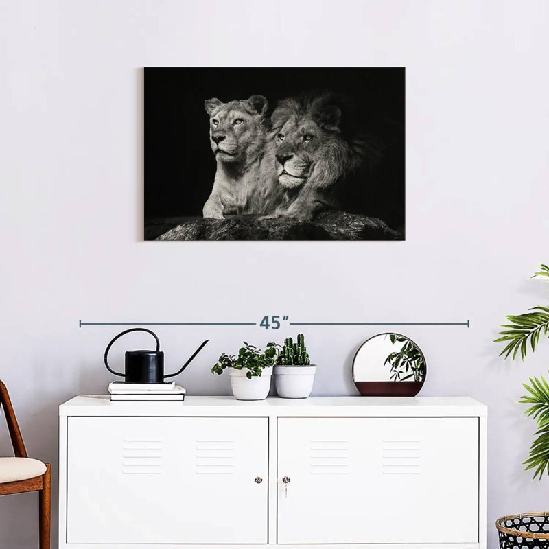 Lion And Lioness Mates Canvas Print, 30" H x 20" W x 1.25" D