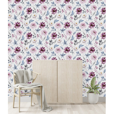 Panneau de papier peint adhésif L 18,75 pi x l 25 po Flowers