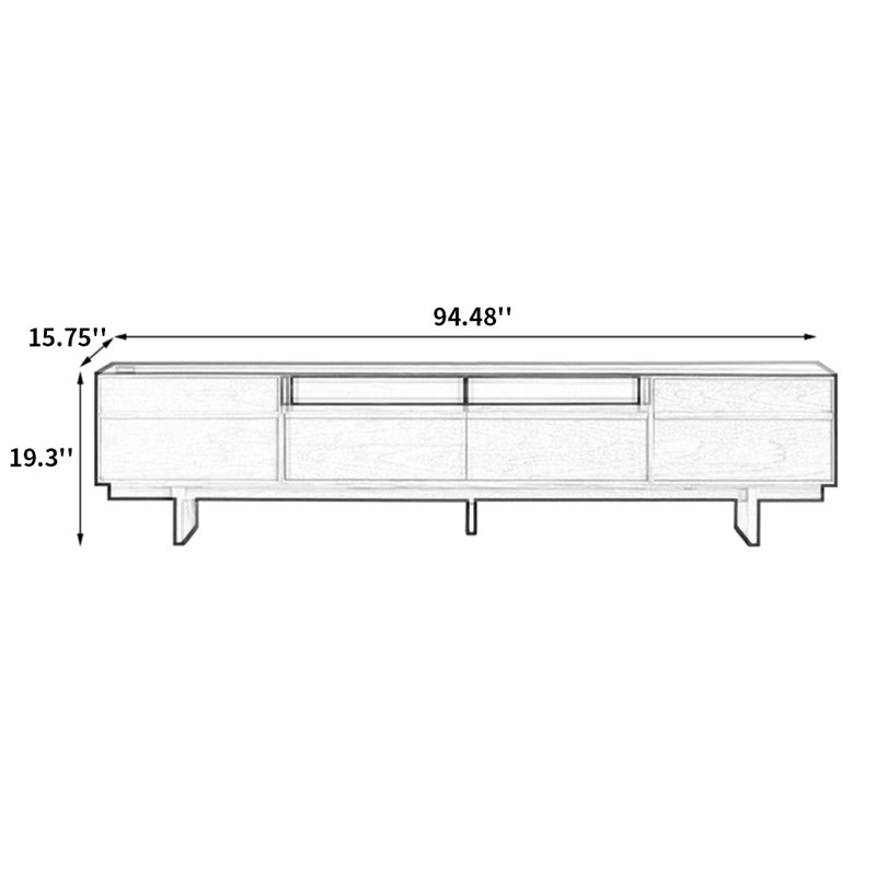 Meuble télé en bois de style rétro, H 19,3 po x L 94,48 po x l 15,75 po, Brun