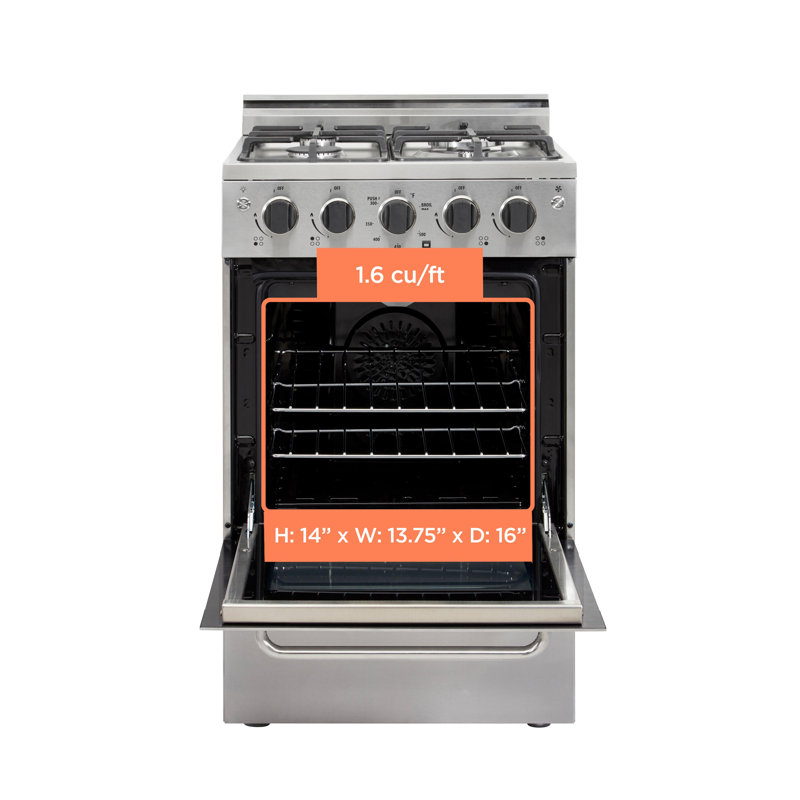 Prestige 20" Stainless Steel Freestanding Gas Range with Convection Oven