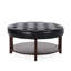 Tablette contemporaine contemporaine avec similicuir et tablette ouverte pour rangement polyvalent, l 32 po x P 17 po en cuir noir-1037162600
