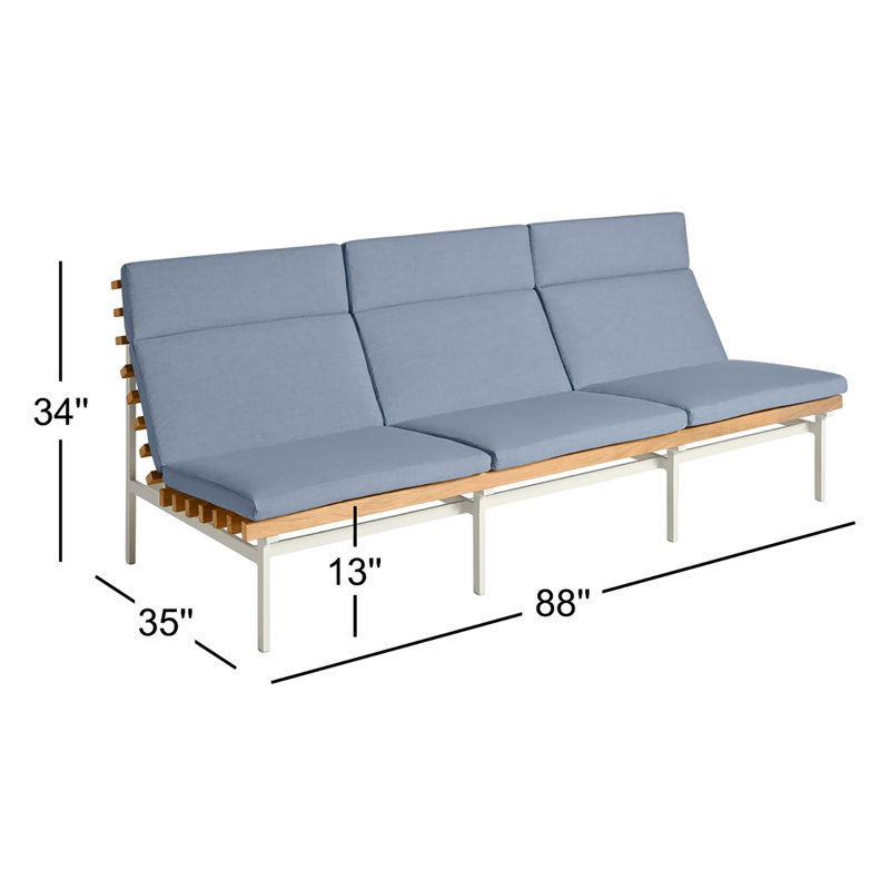 Perch Outdoor 3 Seat Sofa, Sunbrella Haze, White