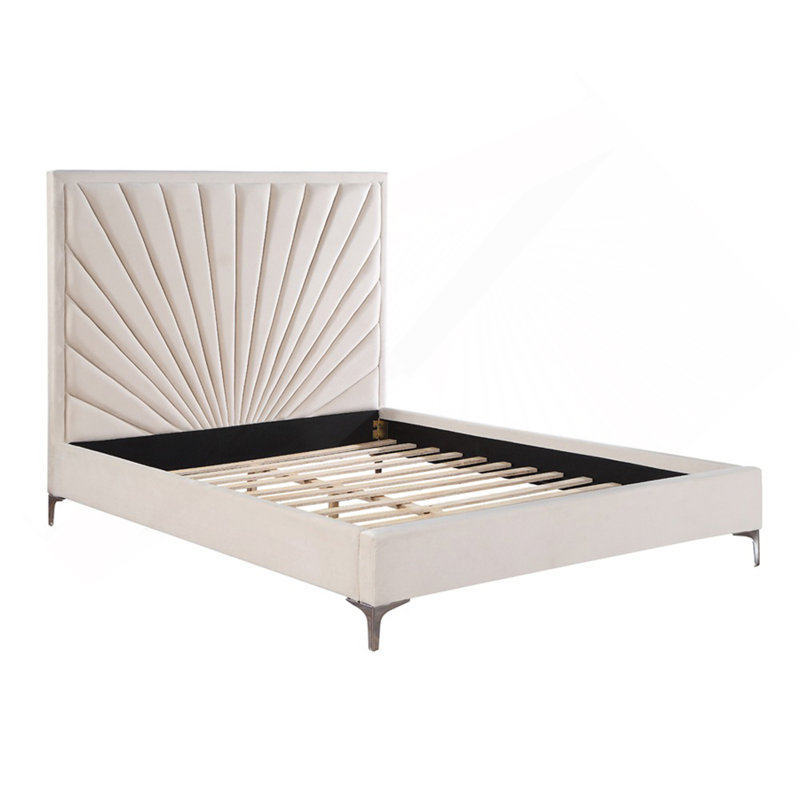 Meuble de lit moderne capitonné beige