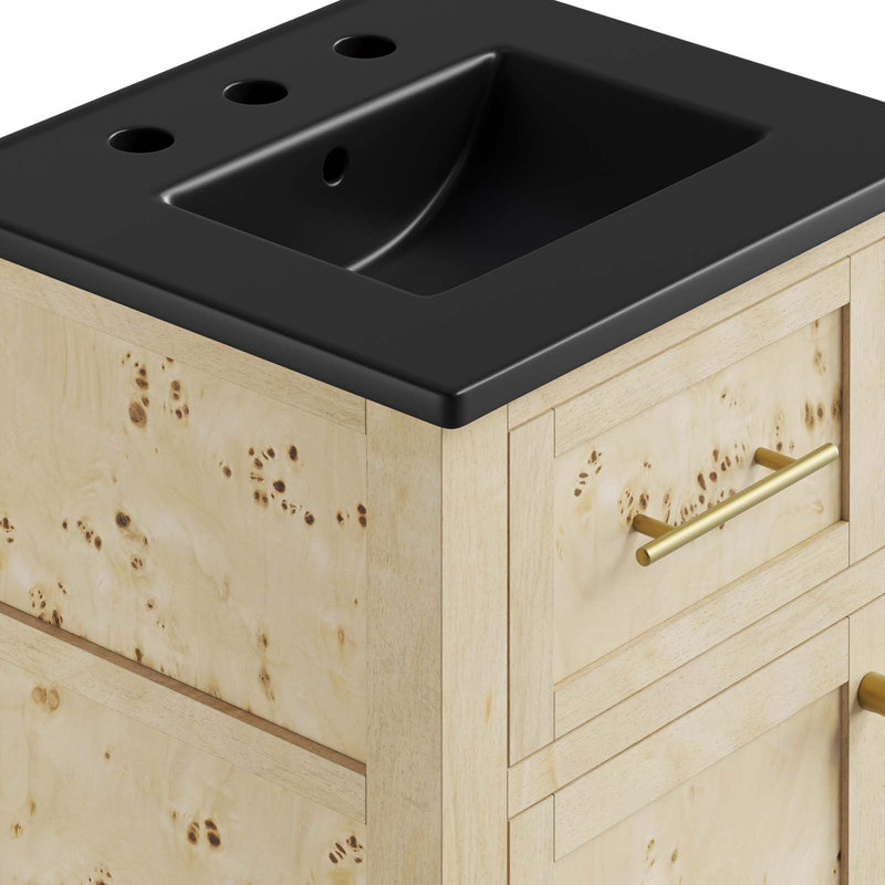 Modway Elysian Free Standing Single Bathroom Vanity with Manufactured Wood Top, Burl, Black