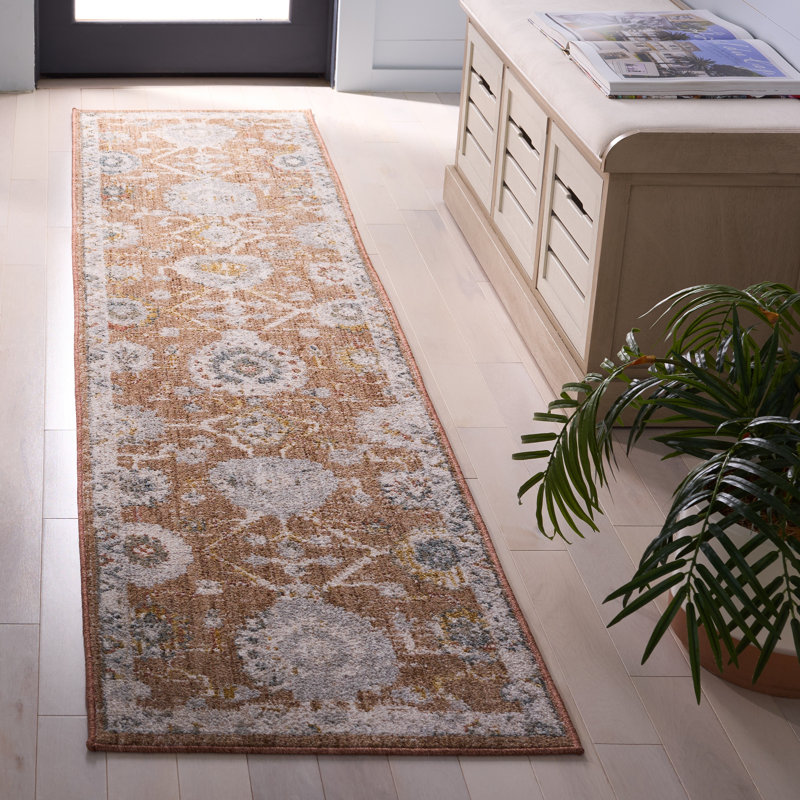 Vintage Rosewood 500 Performance Floral Indoor Rug, Runner 2' x 8'