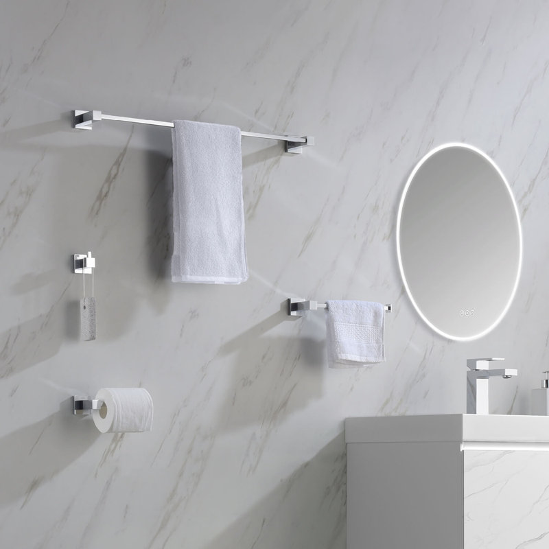 Cube 4 - Piece Bathroom Hardware Set, Chrome